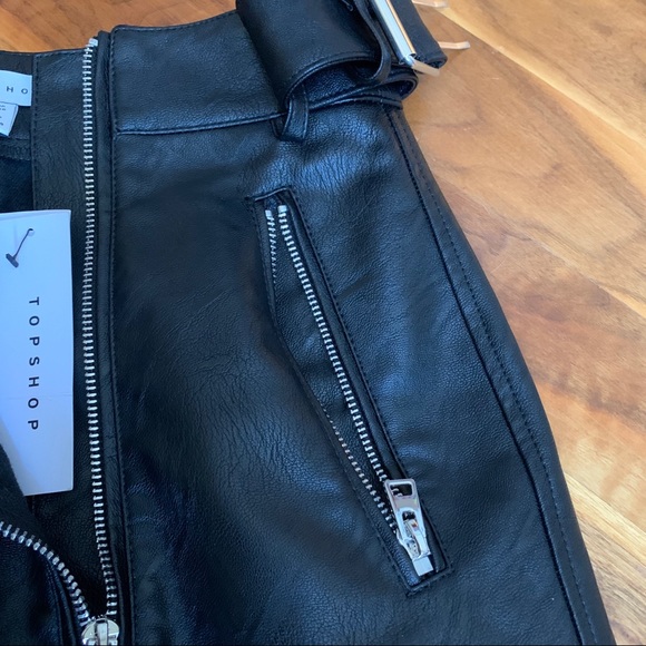 Topshop Black Faux Leather PU Hardware Mini Skirt - Picture 7 of 13